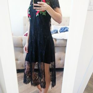 Black Lace Midi Dress